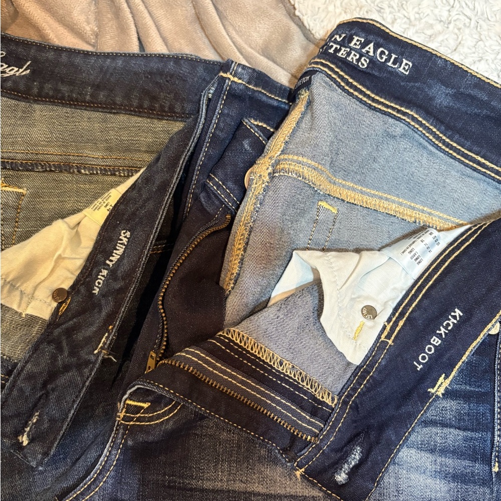 American Eagle 1 pair Skinny Kick and 1 pair of Kick Boot Jeans. Size 14L.